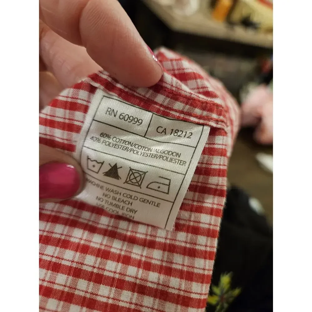 Nebraska Cornhuskers Long Sleeve Button Plaid Shirt Mens Sz Medium 